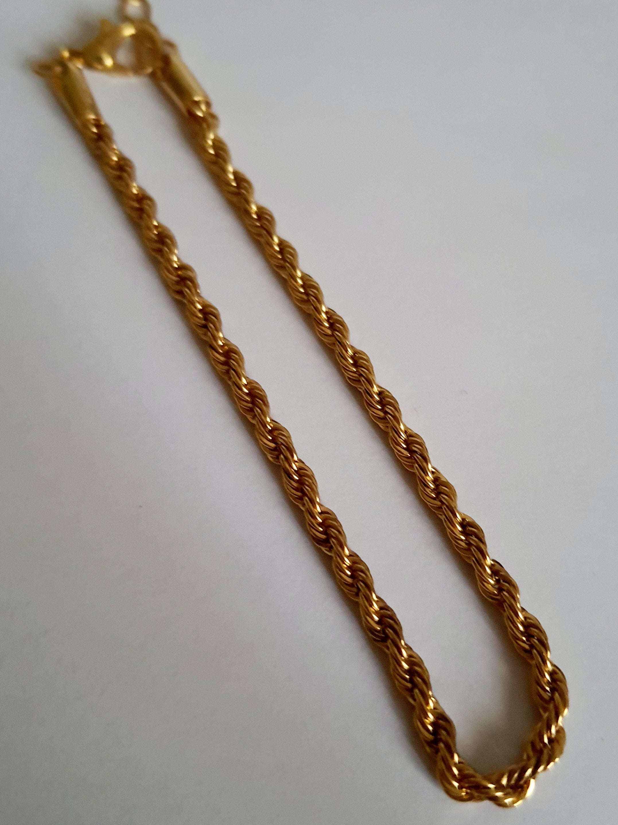 Bransoletka złocona ze stali nierdzewnej, pleciony splot rope chain, długość regulowana 20–25 cm, RougeBizu.