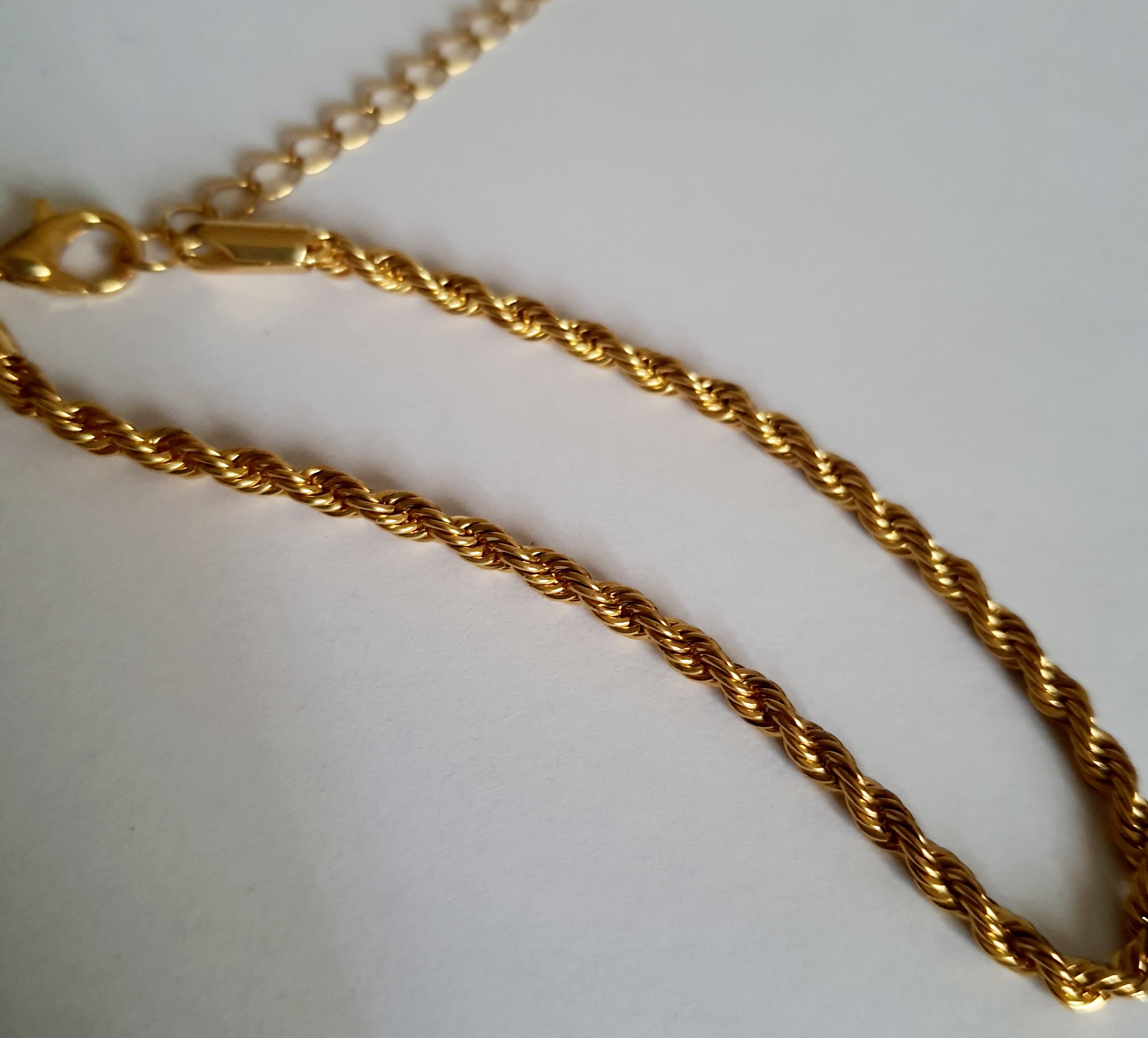 Bransoletka złocona ze stali nierdzewnej, pleciony splot rope chain, długość regulowana 20–25 cm, RougeBizu.