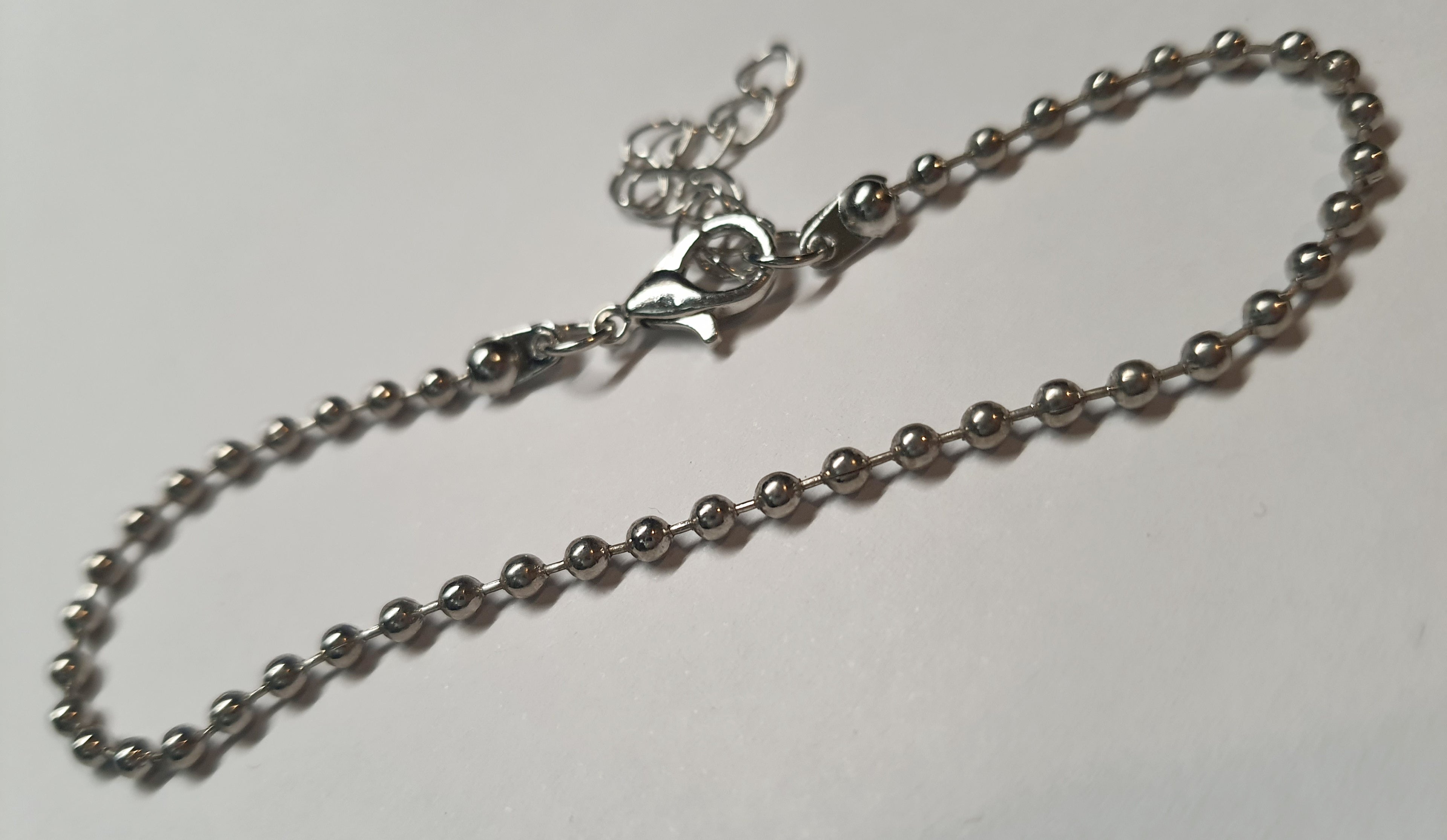 Srebrna bransoletka o splocie kulkowym, stal chirurgiczna, stal nierdzewna, wodoodporne, hipoalergiczne, jakość premium, długość regulowana 17–22 cm, RougeBizu.