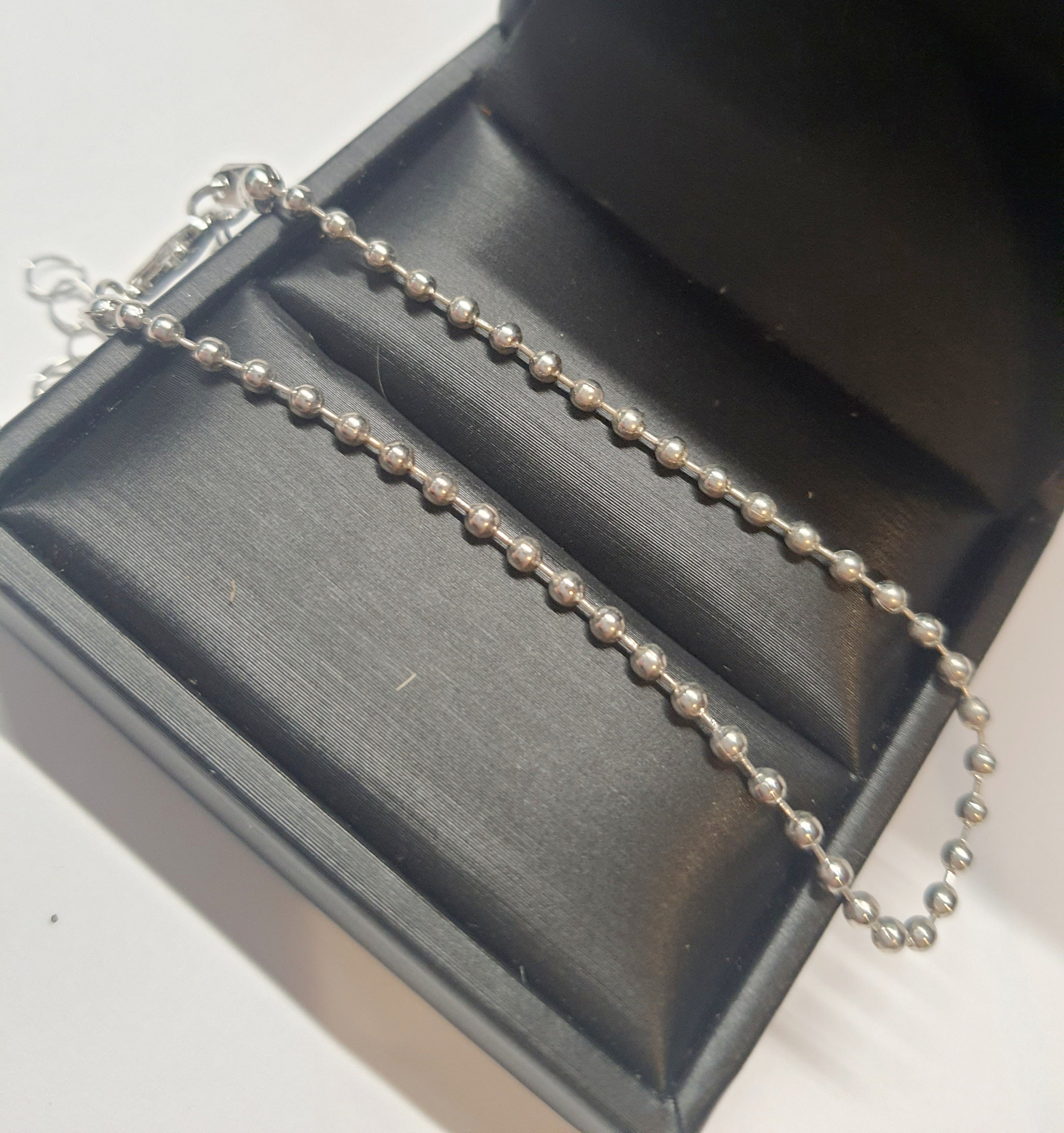 Srebrna bransoletka o splocie kulkowym, stal chirurgiczna, stal nierdzewna, wodoodporne, hipoalergiczne, jakość premium, długość regulowana 17–22 cm, RougeBizu.