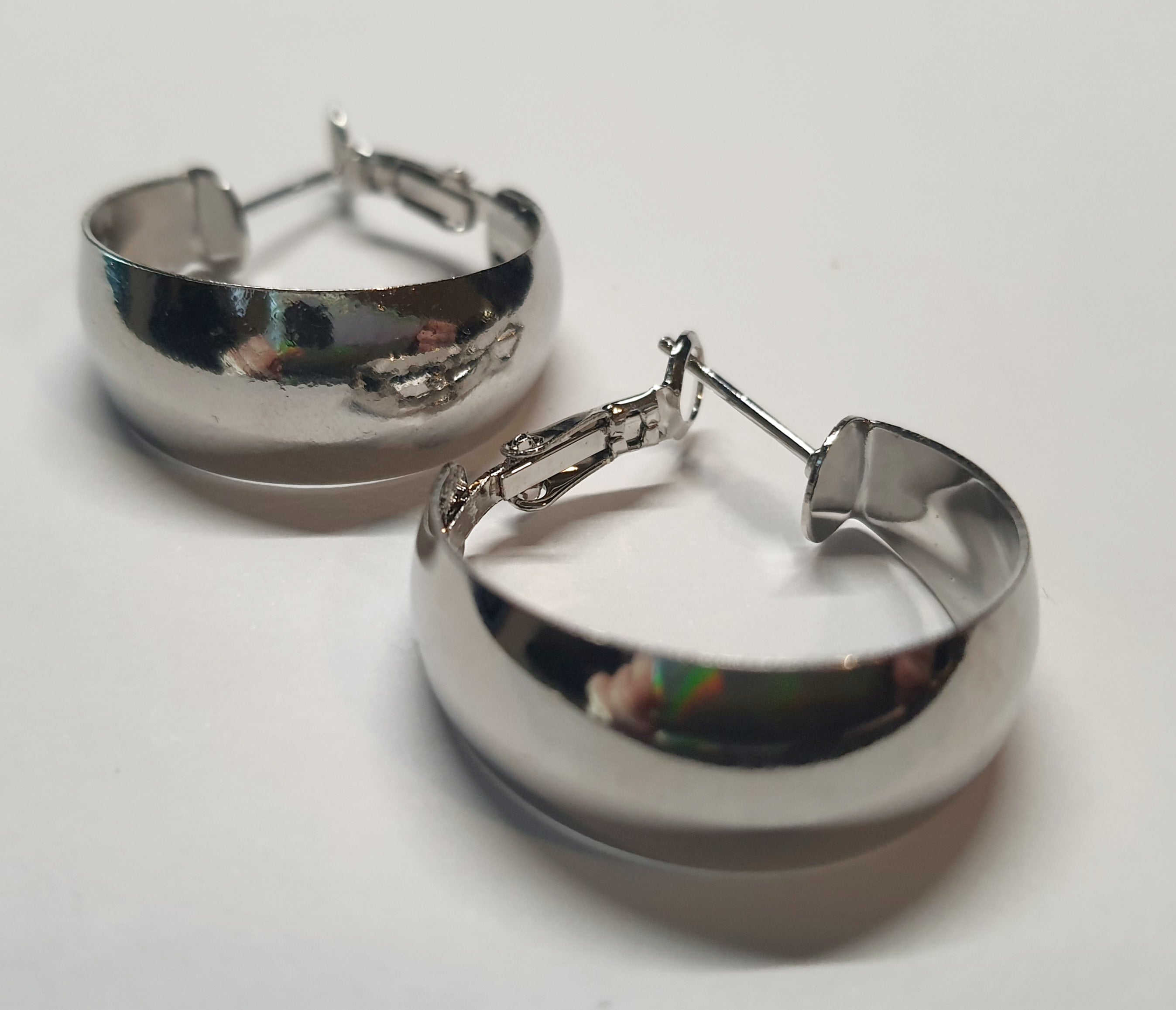 Srebrne kolczyki chunky klasyczne kółka o średnicy 2,5 cm, stal chirurgiczna, stal nierdzewna, wodoodporne, hipoalergiczne, jakość premium, RougeBizu.