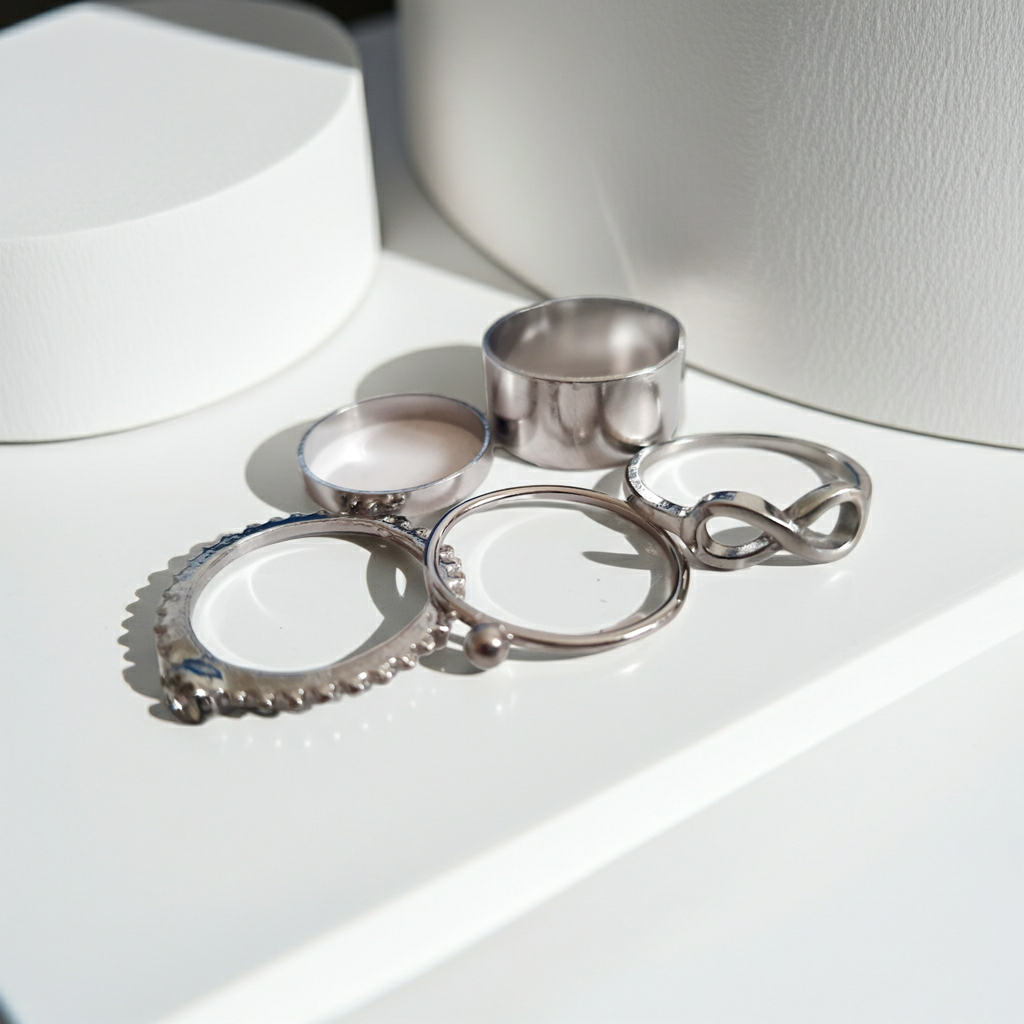 Textured gold ring – minimalist industrial style 18 mm