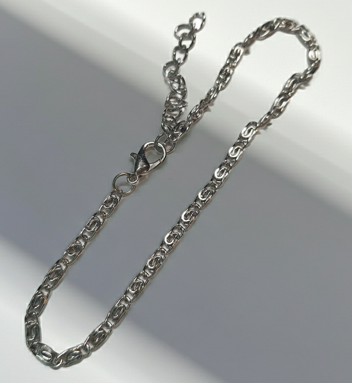 Srebrna bransoletka o splocie ślimak, stal chirurgiczna, stal nierdzewna, wodoodporne, hipoalergiczne, jakość premium, długość regulowana 21–28 cm, RougeBizu.