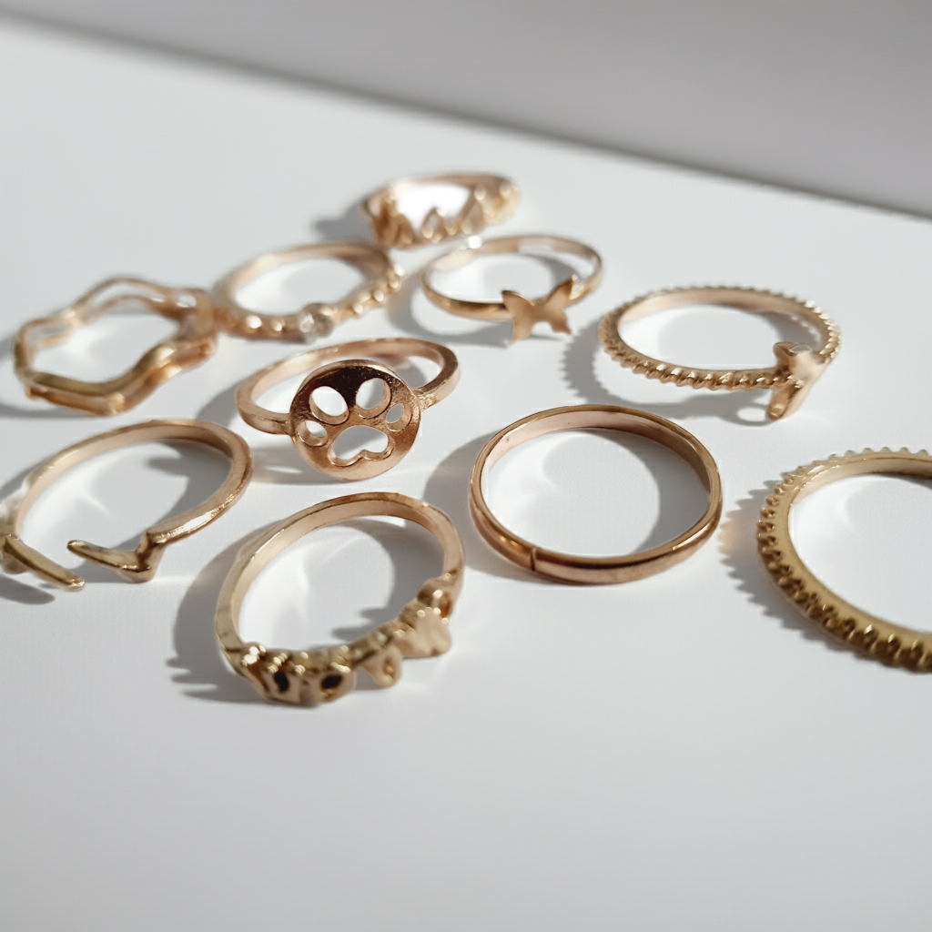 Textured gold ring – minimalist industrial style 18 mm
