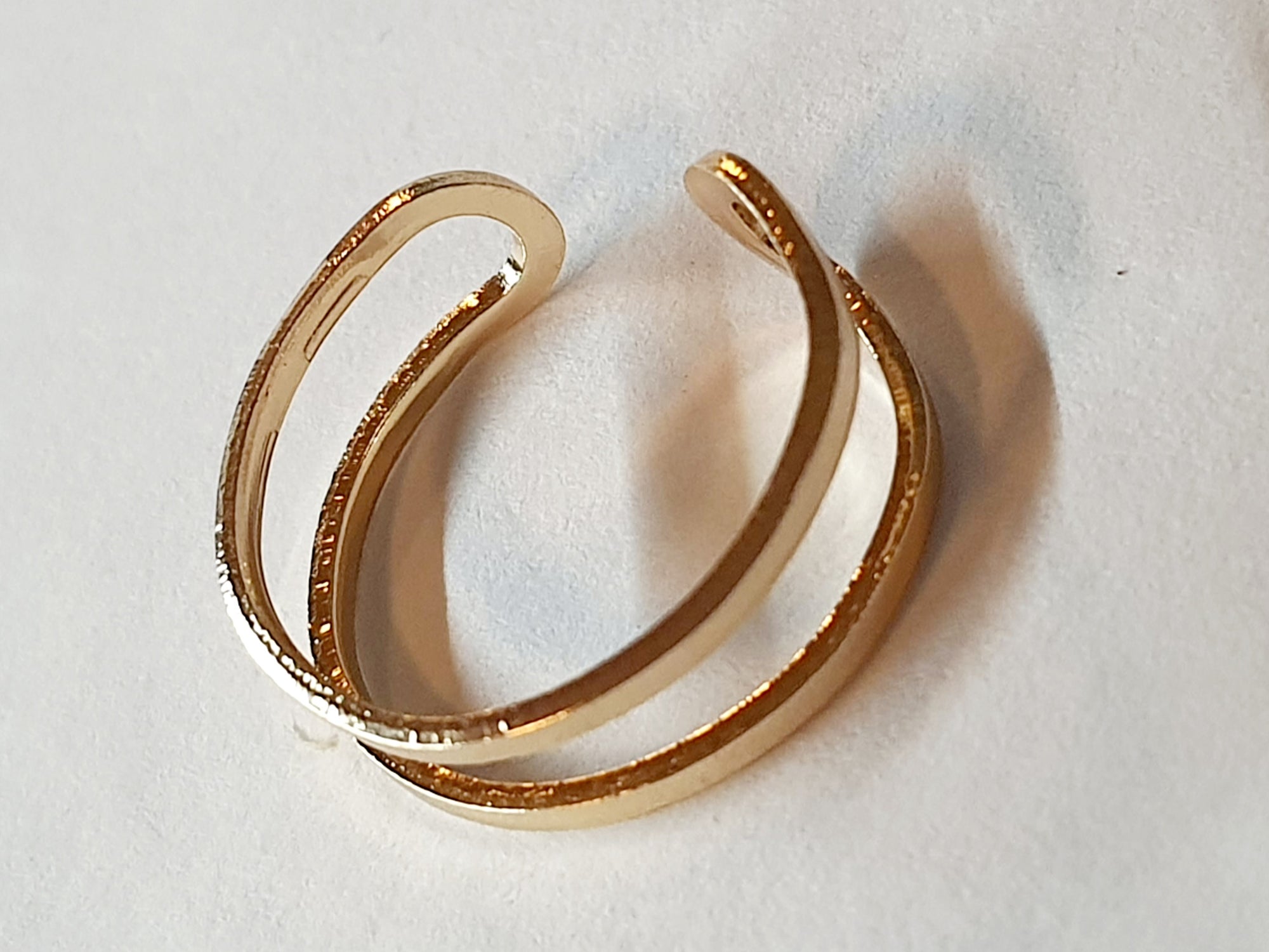 Pierścionek złocony ze stali nierdzewnej, podwójny, minimalistyczny, rozmiar 18 mm, RougeBizu.
