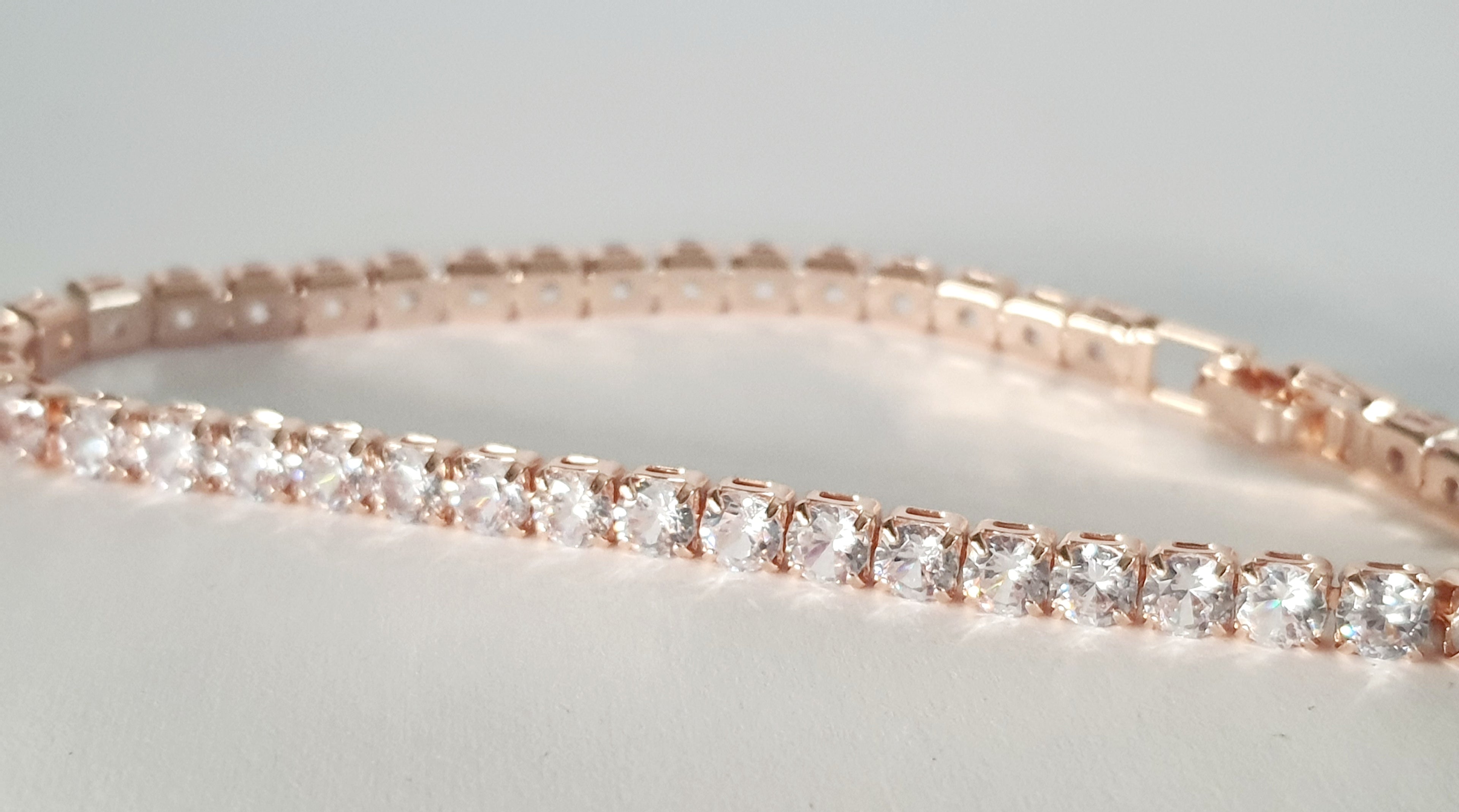 Bransoletka tenisowa 19 cm różowe złoto ze stali nierdzewnej – subtelna, wodoodporna biżuteria damska premium | RougeBizu

