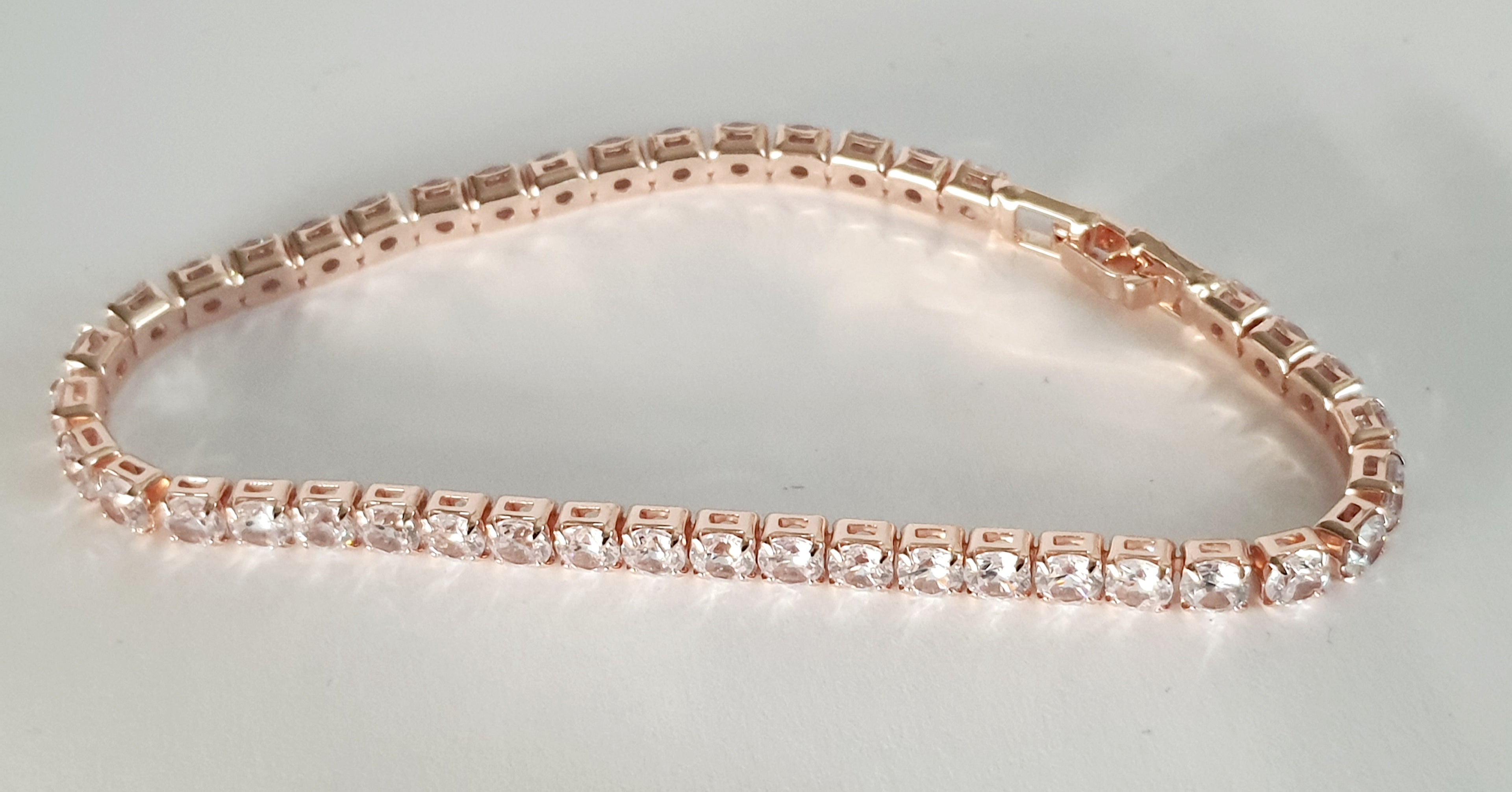 Bransoletka tenisowa 19 cm różowe złoto ze stali nierdzewnej – subtelna, wodoodporna biżuteria damska premium | RougeBizu

