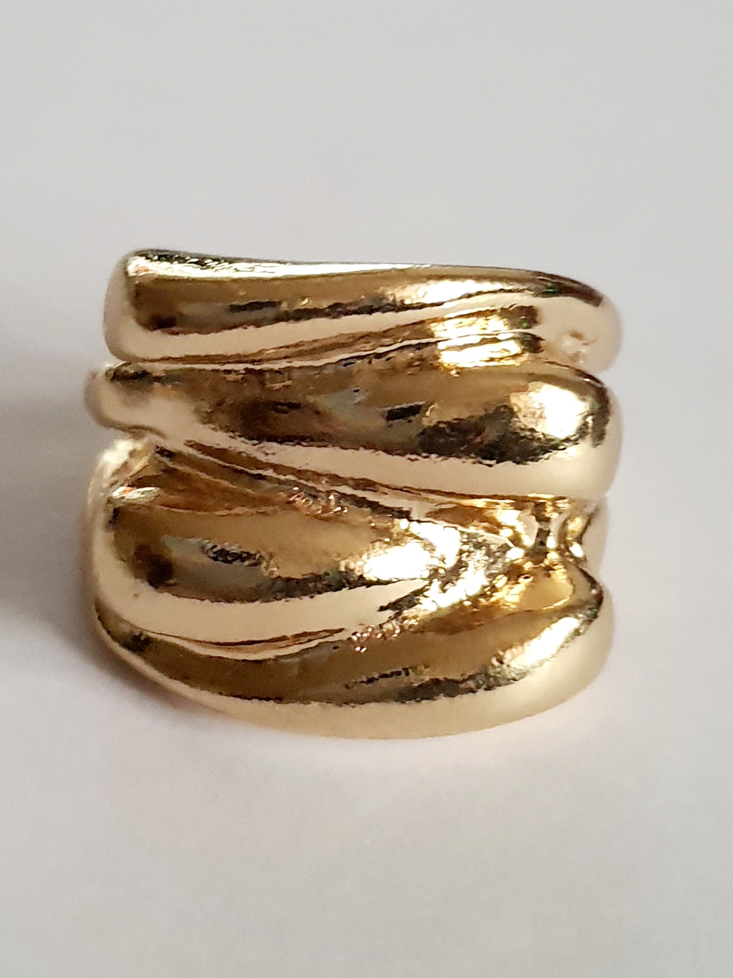 Spiralny pierścionek złoty, stal nierdzewna, 18 mm. rouge bizu

