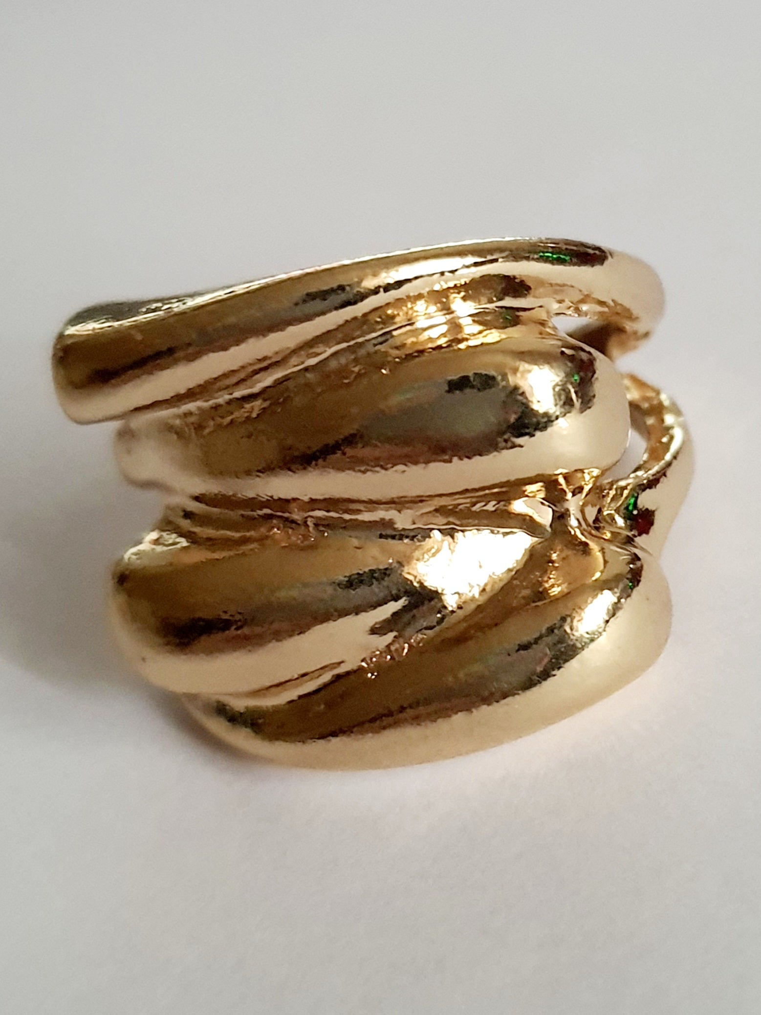 Spiralny pierścionek złoty, stal nierdzewna, 18 mm

