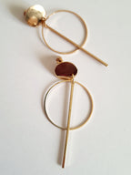 Geometryczne kolczyki z okrągłym elementem, stal nierdzewna- 4cm, geometryczna forma. rougebizu