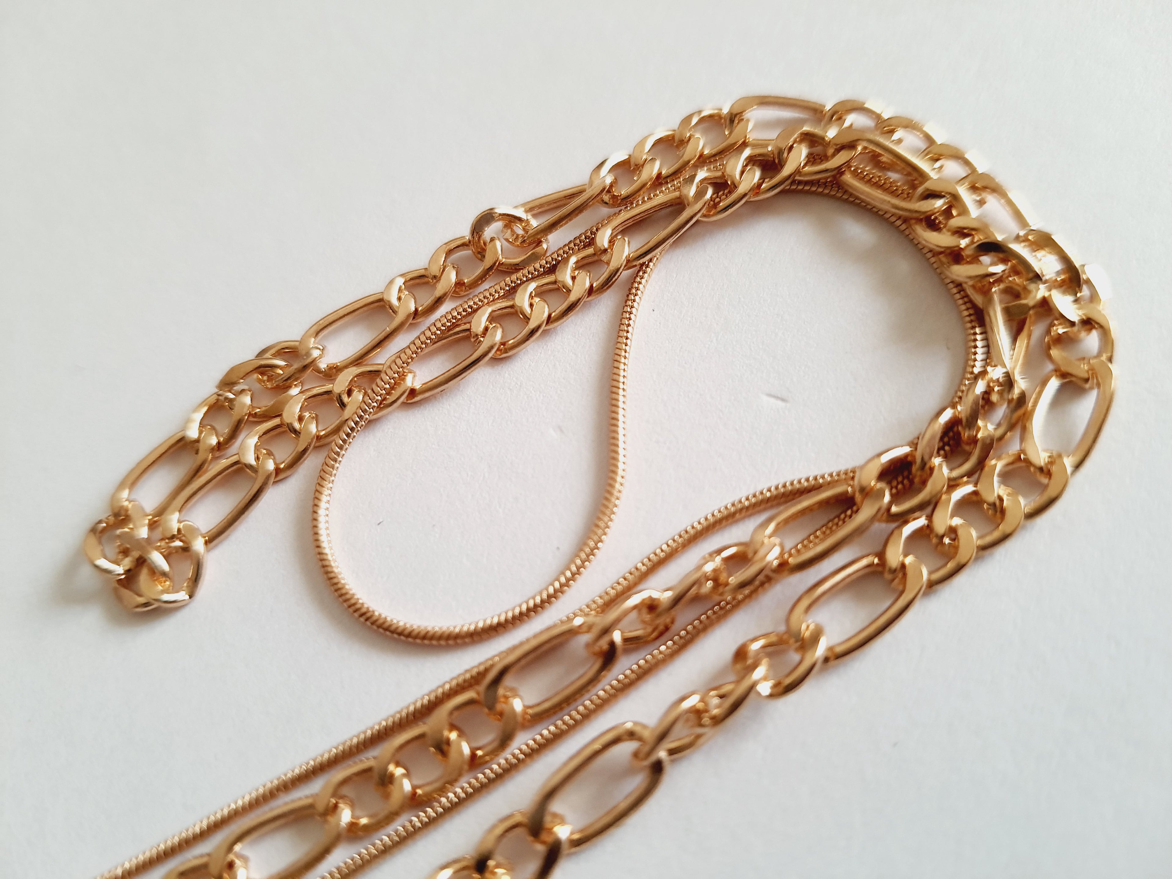 Zestaw naszyjników w stylu clean girl – splot figaro i żmijka, regulowane