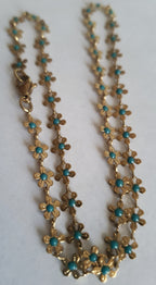 Rose Cross – Gold necklace with pink crystals and a Mary medallion