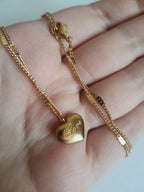 Rose Cross – Gold necklace with pink crystals and a Mary medallion