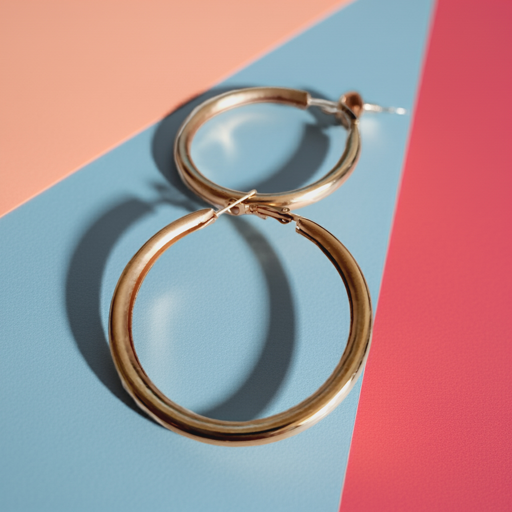 Szerokie złote kolczyki koła hoops ze stali nierdzewnej, chirurgicznej – klasyczny styl w rozmiarze XL. rougebizu
