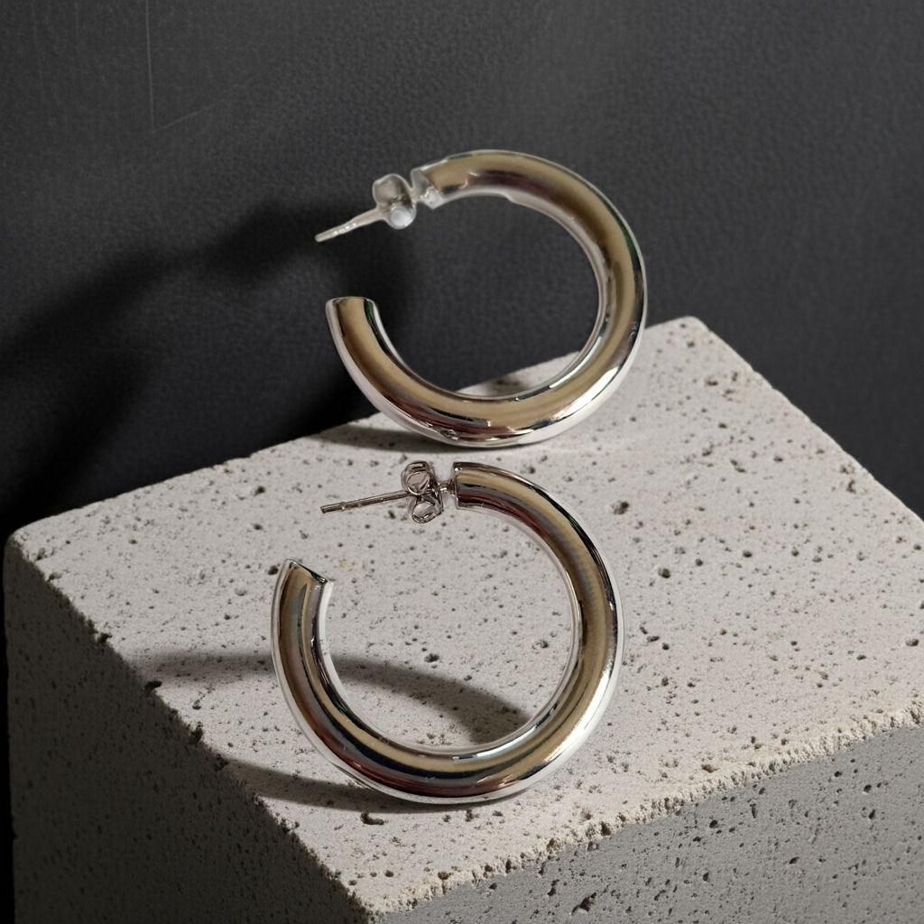 Śliczne kolczyki ze stali nierdzewnej w kolorze srebrnym. eleganckie hoop earings na wkrętkę. srednica 3cm. stal nierdzewna. rouge bizu