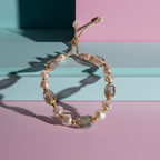 Eteryczna Bransoletka z pereł syntetycznych i transparentnych kryształów w złotych detalach, regulowana długość 15–30 cm, subtelna i elegancka, Rouge Bizu. stal nierdzewna stal chirurgiczna, wodoodporne, hipoalergiczna