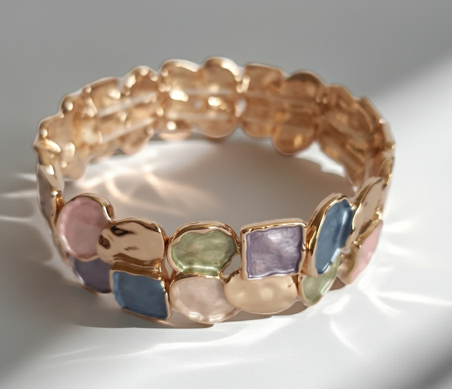 Rainbow Glitter – Gold necklace with colorful crystals