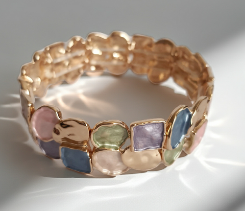 Rainbow Glitter – Gold necklace with colorful crystals