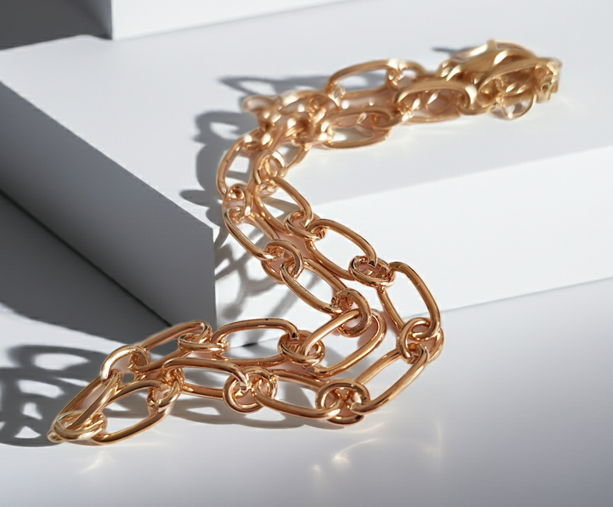 Bransoletka stal chirurgiczna złota splot ogniwa 23–28 cm