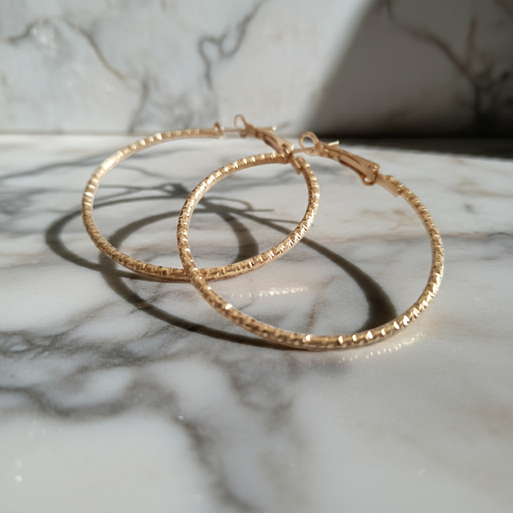 Złote kolczyki diamentowane koła o średnicy 4 cm – lekkie, eleganckie
