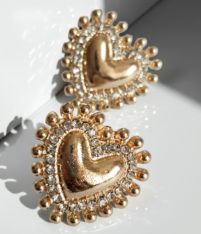 Złote kolczyki w kształcie serca z cyrkoniami w stylu ex voto, z cyrkoniami
ROUGE BIZU