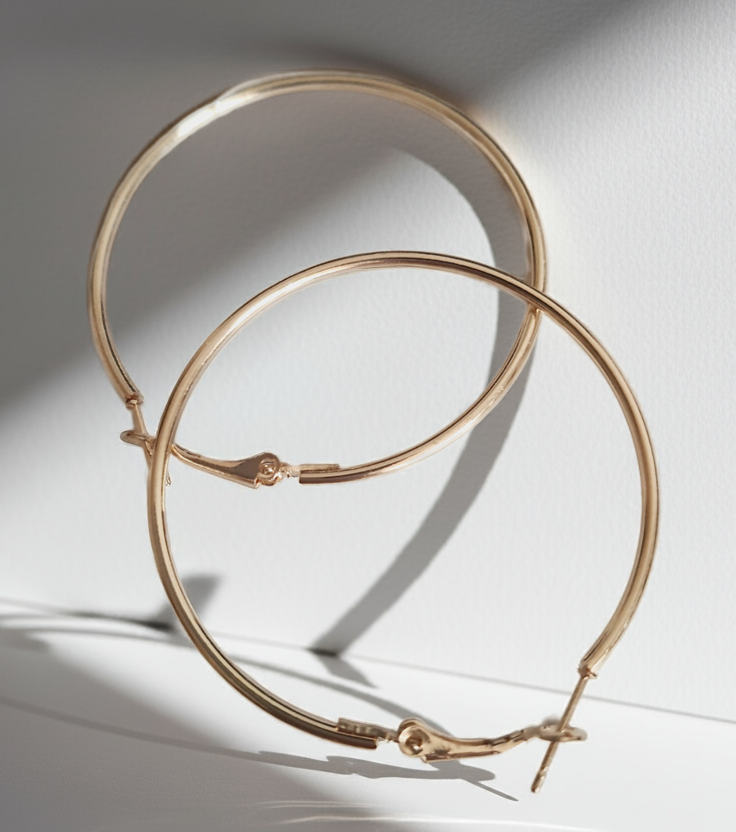 Złote kolczyki koła klasyczne o średnicy 5 cm – lekkie, minimalistyczne- stal nierdzewna, chirurgiczna
rougebizu
