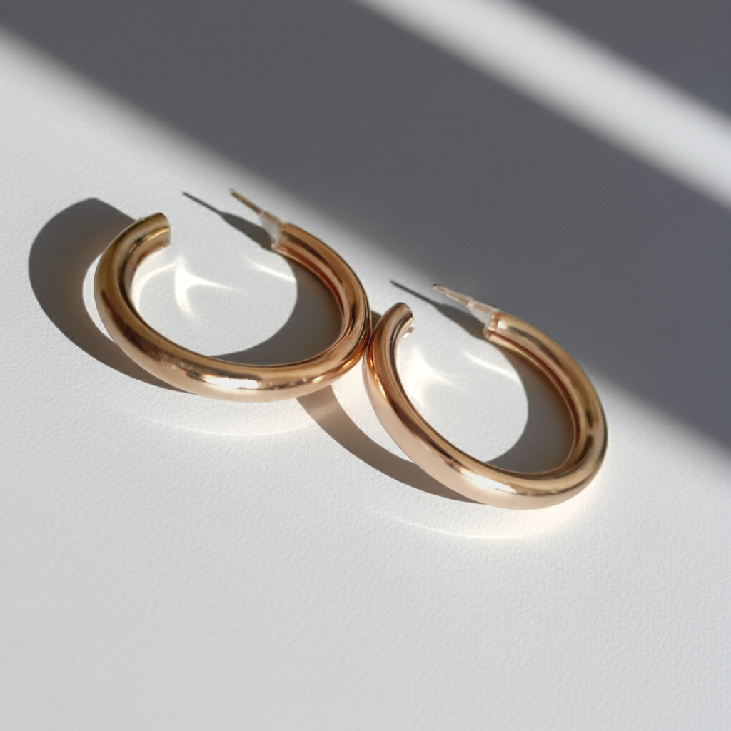 Złote kolczyki klasyczne hoops stal nierdzewna lekkie minimalistyczne 3 cm, eleganckie kolczyki koła z połyskiem, biżuteria codzienna i na prezent
