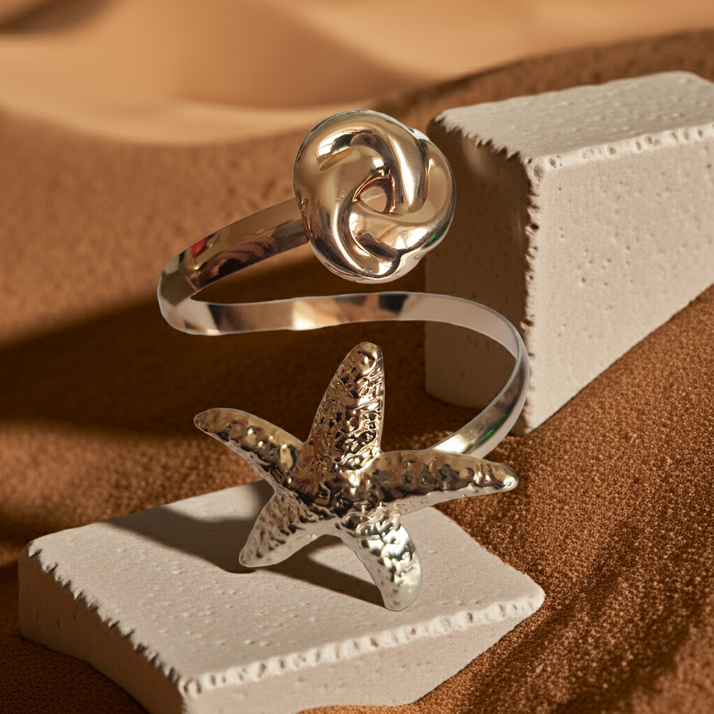 Starfish and Knot – Gold Adjustable Bracelet