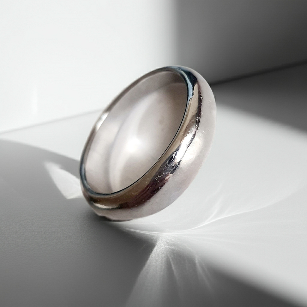 Srebrna klasyka – gładka obrączka o ponadczasowym połysku