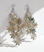Silver Garden - Stainless Steel Flower Dangle Earrings