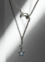 Rose Cross – Gold necklace with pink crystals and a Mary medallion