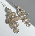 Dancing Rays – Silver Stainless Steel Disc Earrings