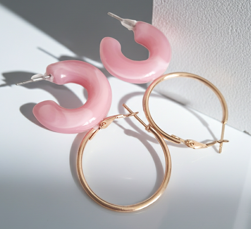 Urokliwy Zestaw Kolczyków Art Deco Style 2 pary Kołka Stal Nierdzewna