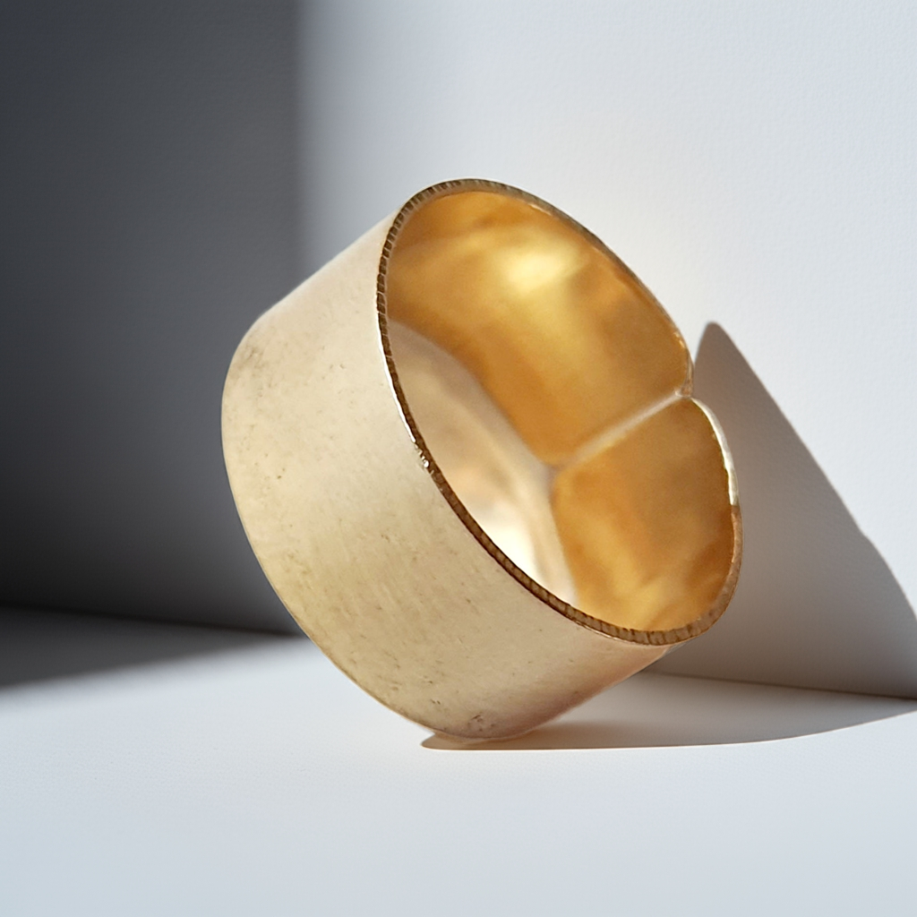 Pierścionek złocony szeroki, stal nierdzewna, minimalistyczny design, rozmiar 17 mm, RougeBizu.