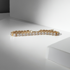 Gold Tennis Bracelet, Adjustable Stainless Steel, Waterproof