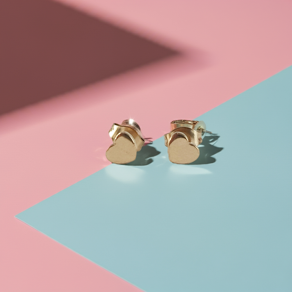 Minimalistyczne kolczyki serduszka na sztyft, STAL NIERDZEWNA. ROUGEBIZU