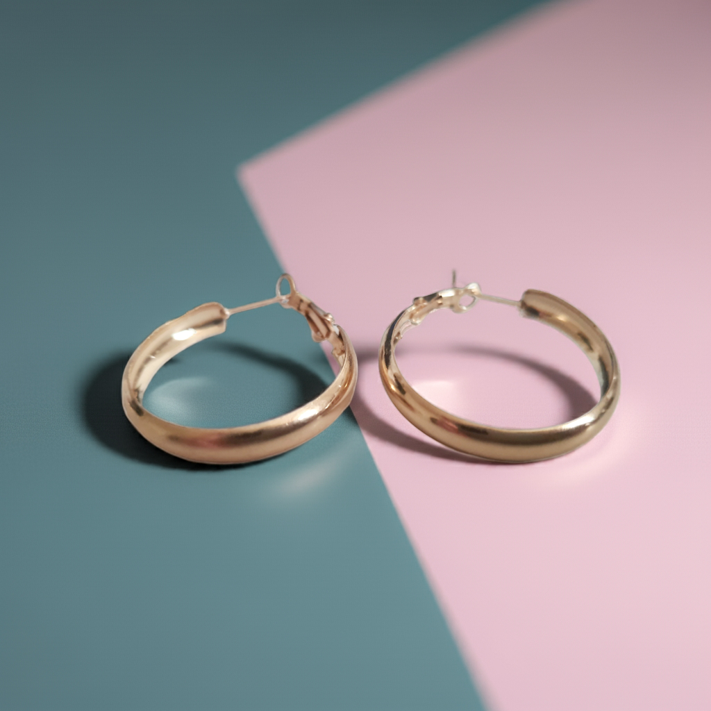 Kolczyki koła złote ze stali nierdzewnej, minimalistyczne klasyczne kolczyki typu hoop, lekkie, pozłacane, o średnicy 2,5 cm, biżuteria antyalergiczna, idealne na co dzień i na prezent
