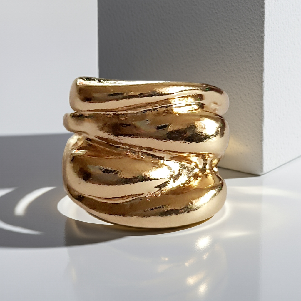 Spiralny pierścionek złoty, stal nierdzewna, 18 mm. rouge bizu

